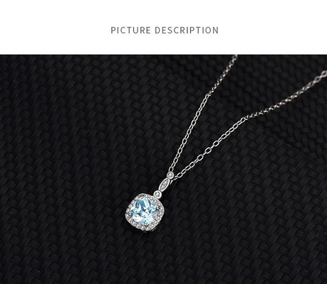 S925 Sterling Silver Ocean Heart Blue Gem European and American Fashion Jewelry Set